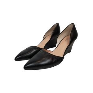 Franco Sarto Fenway Women's Black Leather Wedge Heel D'Orsay Pumps Size 11